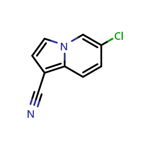 Chemical structure of 6-Chloro-1-indolizinecarbonitrile , CAS 1268830-72-3, AChemBlock U105605