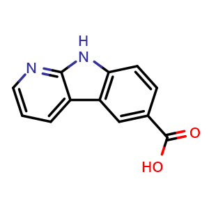 Chemical structure of 9H-pyrido[2,3-b]indole-6-carboxylic acid , CAS 94718-66-8, AChemBlock U105608