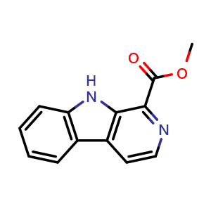 Chemical structure of 9H-pyrido[3,4-b]indole-1-carboxylic acid methyl ester , CAS 3464-66-2, AChemBlock U105611