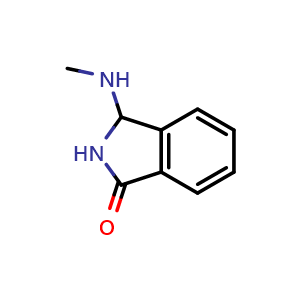 Chemical structure of 2,3-Dihydro-3-(methylamino)-1H-isoindol-1-one , CAS 93680-00-3, AChemBlock U105623