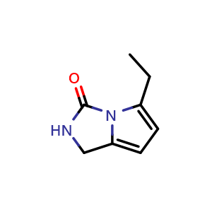 Chemical structure of 5-Ethyl-1,2-dihydro-3H-pyrrolo[1,2-c]imidazol-3-one , CAS 74583-37-2, AChemBlock U105637