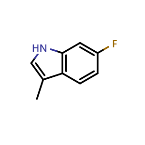 Chemical structure of 6-Fluoro-3-methyl-1H-indole , CAS 1011484-23-3, AChemBlock U105644
