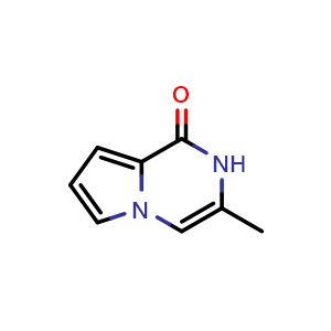 Chemical structure of 3-Methyl-pyrrolo[1,2-a]pyrazin-1(2H)-one , CAS 1025054-80-1, AChemBlock U105645