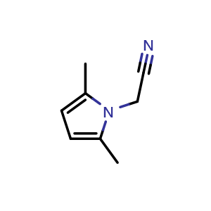 Chemical structure of 2,5-Dimethyl-1H-pyrrole-1-acetonitrile , CAS 294176-79-7, AChemBlock U105651