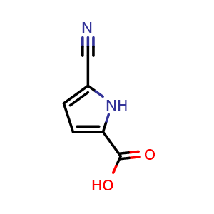 Chemical structure of 5-Cyano-1H-pyrrole-2-carboxylic acid , CAS 854044-30-7, AChemBlock U105652