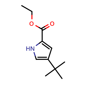 Chemical structure of 4-(1,1-Dimethylethyl)-1H-pyrrole-2-carboxylic acid ethyl ester , CAS 746671-35-2, AChemBlock U105685