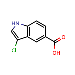 Chemical structure of 3-Chloro-1H-indole-5-carboxylic acid , CAS 1224699-05-1, AChemBlock U105686