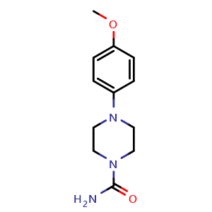 Chemical structure of 4-(4-Methoxyphenyl)-1-piperazinecarboxamide , CAS 89026-59-5, AChemBlock U105713