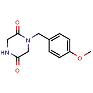 Chemical structure of 1-[(4-Methoxyphenyl)methyl]-2,5-piperazinedione , CAS 117872-49-8, AChemBlock U105714