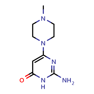 Chemical structure of 2-Amino-6-(4-methyl-1-piperazinyl)-4(3H)-pyrimidinone , CAS 1070215-62-1, AChemBlock U105720