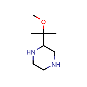 Chemical structure of 2-(1-Methoxy-1-methylethyl)-piperazine , CAS 1263316-39-7, AChemBlock U105725