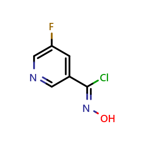 Chemical structure of 5-Fluoro-N-hydroxy-3-pyridinecarboximidoyl chloride , CAS 1198353-50-2, AChemBlock U105741