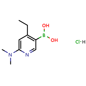 Chemical structure of B-[6-(dimethylamino)-4-ethyl-3-pyridinyl]-boronic acid hydrochloride , CAS 848360-83-8, AChemBlock U105779