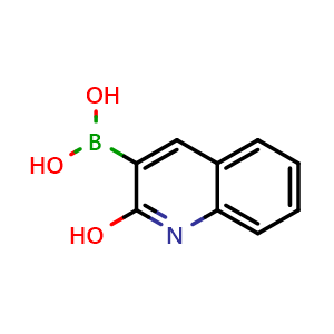 Chemical structure of 2-Hydroxyquinolin-3-ylboronic acid , CAS 1101864-58-7, AChemBlock U105782