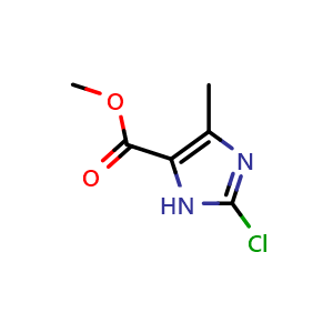 Chemical structure of 2-Chloro-4-methyl-1H-imidazole-5-carboxylic acid methyl ester , CAS 128095-75-0, AChemBlock U105795