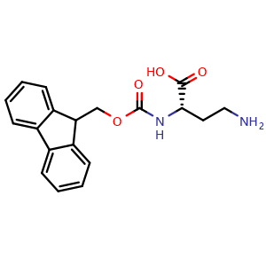 Chemical structure of (2S)-4-amino-2-(Fmoc-amino)butanoic acid , CAS 161420-87-7, AChemBlock U105877