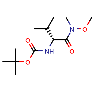 Chemical structure of N-Boc-D-valine N'-methoxy-N'-methylamide , CAS 190260-92-5, AChemBlock U105891