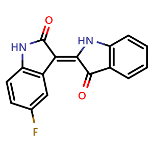 Chemical structure of (Z)-5'-fluoro-[2,3'-biindolinylidene]-2',3-dione , CAS 251903-00-1, AChemBlock U105912