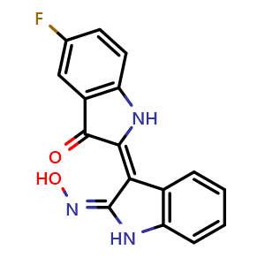 Chemical structure of 5'-Fluoroindirubinoxime , CAS 861214-33-7, AChemBlock U105913