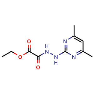 Chemical structure of Ethyl 2-(2-(4,6-dimethylpyrimidin-2-yl)hydrazineyl)-2-oxoacetate , CAS 2665660-80-8, AChemBlock U105925