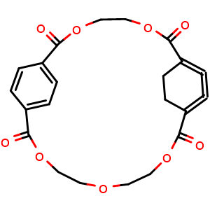 Chemical structure of 3,6,13,16,19-Pentaoxatricyclo[19.2.2.28,11]heptacosa-8,9,10,21,23,24-hexaene-2,7,12,20-tetrone , CAS 29278-57-7, AChemBlock U105930