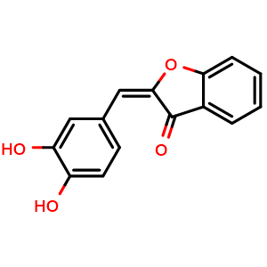 Chemical structure of (E)-2-(3,4-dihydroxybenzylidene)benzofuran-3(2H)-one , CAS 24418-86-8, AChemBlock U105935