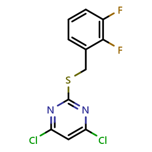 Chemical structure of 4,6-Dichloro-2-[(2,3-difluorobenzyl)thio]pyrimidine , CAS 654073-29-7, AChemBlock U105959