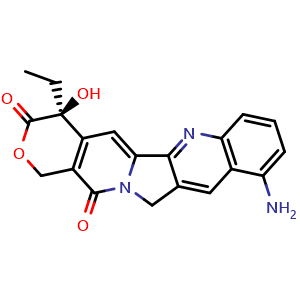 Chemical structure of 9-Aminocamptothecin , CAS 91421-43-1, AChemBlock U106046