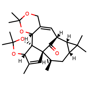 Chemical structure of Ingenol-3,4:5,20-diacetonide , CAS 77573-44-5, AChemBlock U106048