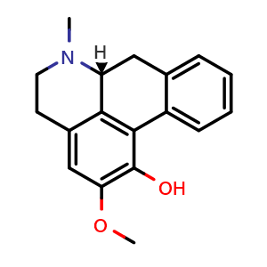 Chemical structure of (R)-2-methoxy-6-methyl-5,6,6a,7-tetrahydro-4H-dibenzo[de,g]quinolin-1-ol , CAS 37082-15-8, AChemBlock U106055