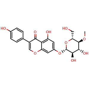 Chemical structure of 4''-methyloxy-Genistin , CAS 950910-16-4, AChemBlock U106097