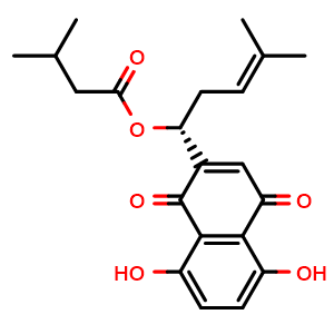 Chemical structure of Isovalerylshikonin , CAS 76549-35-4, AChemBlock U106143