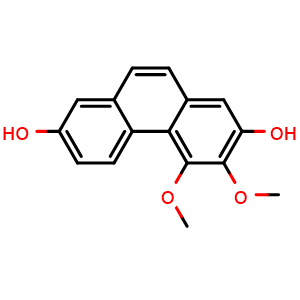 Chemical structure of 2,7-Dihydroxy-3,4-dimethoxyphenanthrene , CAS 86630-46-8, AChemBlock U106146