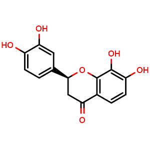 Chemical structure of (S)-2-(3,4-dihydroxyphenyl)-7,8-dihydroxychroman-4-one , CAS 1036-49-3, AChemBlock U106148