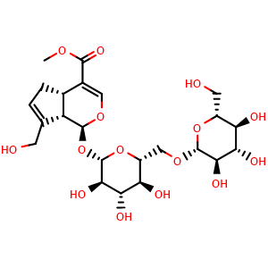 Chemical structure of Genipin 1-gentiobioside , CAS 29307-60-6, AChemBlock U106174