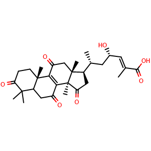 Chemical structure of 23S-hydroxyl-11,15-dioxo-ganoderic acid DM , CAS 1085273-49-9, AChemBlock U106218