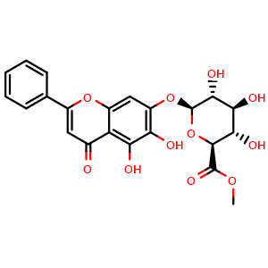 Chemical structure of Baicalin methyl ester , CAS 82475-03-4, AChemBlock U106278