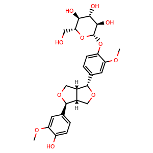Chemical structure of Epipinoresinol-4'-O-glucopyranoside , CAS 74983-66-7, AChemBlock U106307