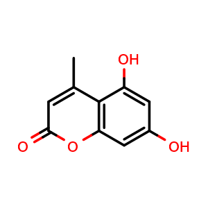 Chemical structure of 5,7-Dihydroxy-4-methylcoumarin , CAS 2107-76-8, AChemBlock U106317