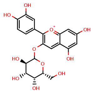 Chemical structure of Cyanidin 3-O-galactopyranoside , CAS 142506-26-1, AChemBlock U106318