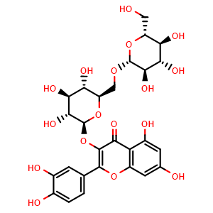 Chemical structure of Quercetin 3-gentiobioside , CAS 7431-83-6, AChemBlock U106356