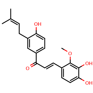 2-Propen-1-one, 3-(3,4-dihydroxy-2-Methoxyphenyl)-1-[4-hydroxy-3-(3-Methyl-2-butenyl)p henyl]-, (E)-