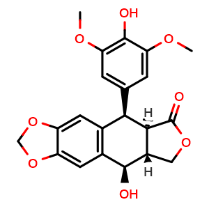 Chemical structure of 4'-Demethylpodophyllotoxin , CAS 40505-27-9, AChemBlock U106387