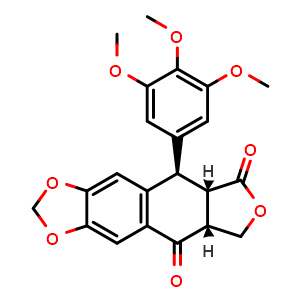 Chemical structure of Picropodophyllotoxon , CAS 477-48-5, AChemBlock U106469