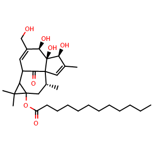 Chemical structure of 13-Oxyingenol dodecanoat , CAS 54706-70-6, AChemBlock U106487