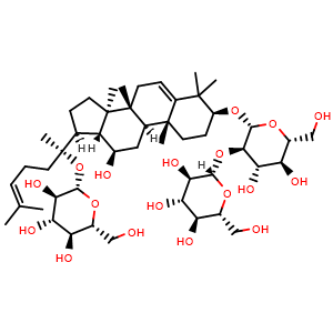 Chemical structure of 5,6-dehydrogensenoside Rd , CAS 1268459-68-2, AChemBlock U106493
