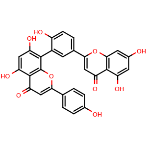 Chemical structure of Amentoflavone , CAS 1617-53-4, AChemBlock U106531