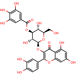 Chemical structure of 2'-O-Galloylhyperin , CAS 53209-27-1, AChemBlock U106558