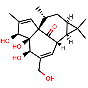 Chemical structure of Ingenol , CAS 30220-46-3, AChemBlock U106651