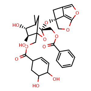Chemical structure of Benzoylpaeoniflorin , CAS 38642-49-8, AChemBlock U106682